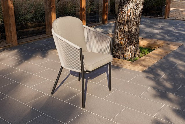 OUTFLEXX Tavio Dining Sessel in Hellgrau/Beige mit Aluminium und Rope-Geflecht inklusive Kissen, B/T/H: 58,5 x 61 x 79,5 cm - Bild 1