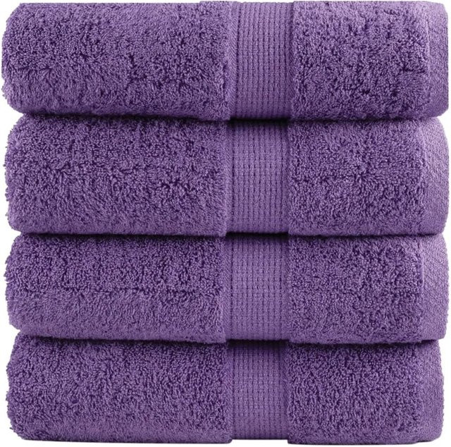 vidaXL Premium Waschhandtücher SOLUND, 4 Stück, Lila, Baumwolle, 600 g/m², B/H: 30 x 30 cm - Bild 1