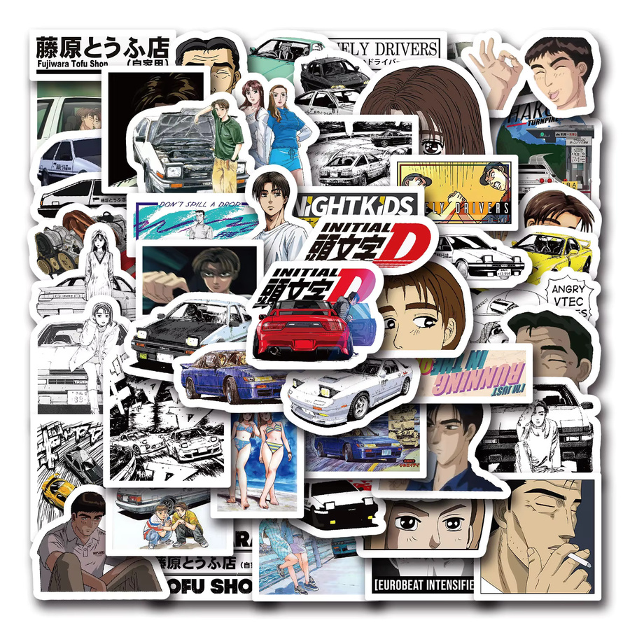 50 Stück Anime Graffiti Aufkleber mit Initialen und Text in Multicolour für Laptop, Skateboard und Gepäck, wasserdicht - Bild 6