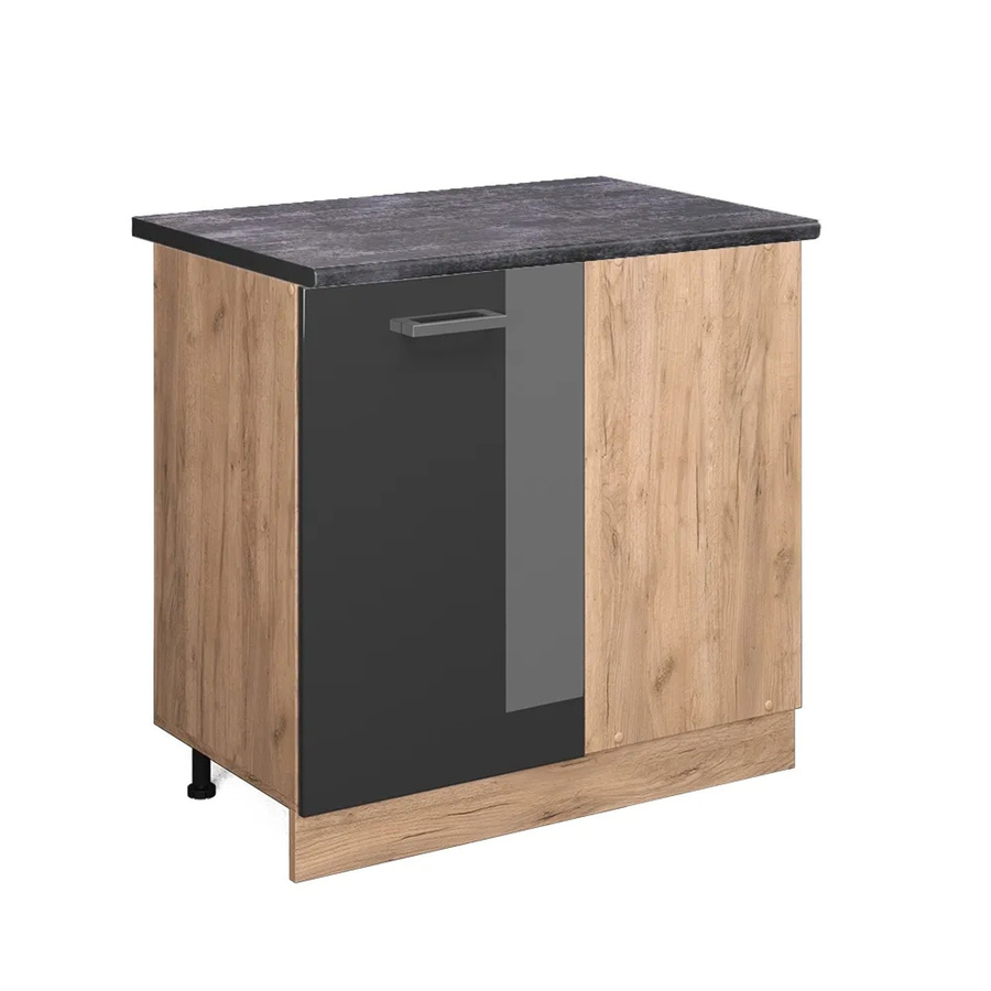 Vicco R-Line Eckunterschrank für die Küche in Anthrazit Hochglanz und Goldkraft Eiche, Höhe: 86 cm, Breite: 60 cm, Tiefe: 81,6 cm - Bild 2