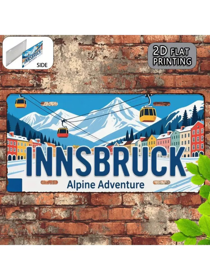 CIFBUY Innsbruck Vintage Metall-Aluminium-Schild als dekoratives Wandschild, Mehrfarbig, B: 30,48 cm, H: 15,24 cm - Bild 5