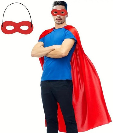 Fujmhyk Superhelden-Umhang mit Augenmaske, Halloween-Kostüm-Set, rot, 2-teiliges Set