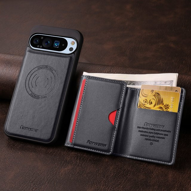 Luxus Leder Handyhülle mit MagSafe und Kartenfach für Google Pixel 10, 9, 8, 7 und 6 Pro XL - Bild 1