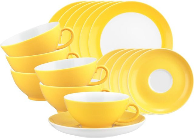 Seltmann Weiden Teeservice Liberty Pure Colors aus Porzellan, 18er Set, Gelb - Bild 1