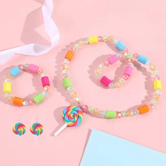 Schmuck-Set Halskette und Armband, Perle, Bunt, Kinder - Bild 1