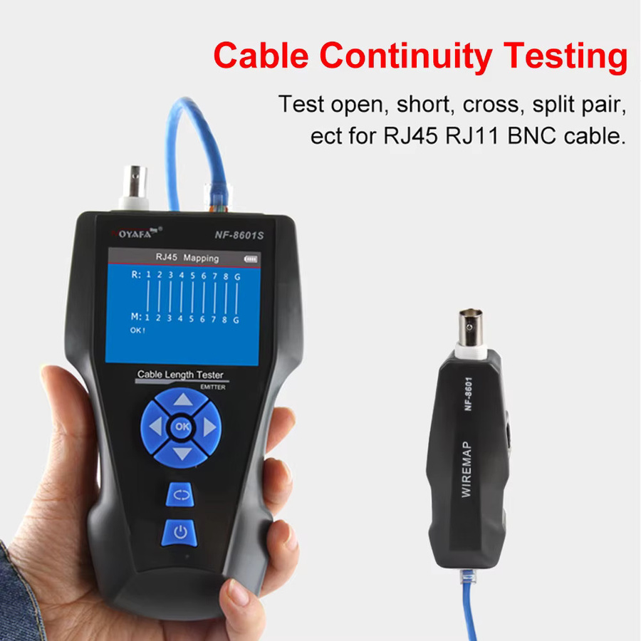 Noyafa NF-8601S Multifunktions TDR Ethernet Kabel Tester für RJ45 RJ11 BNC CAT5 CAT6 6E CAT7 PoE LAN Test und Ping in Schwarz - Bild 2