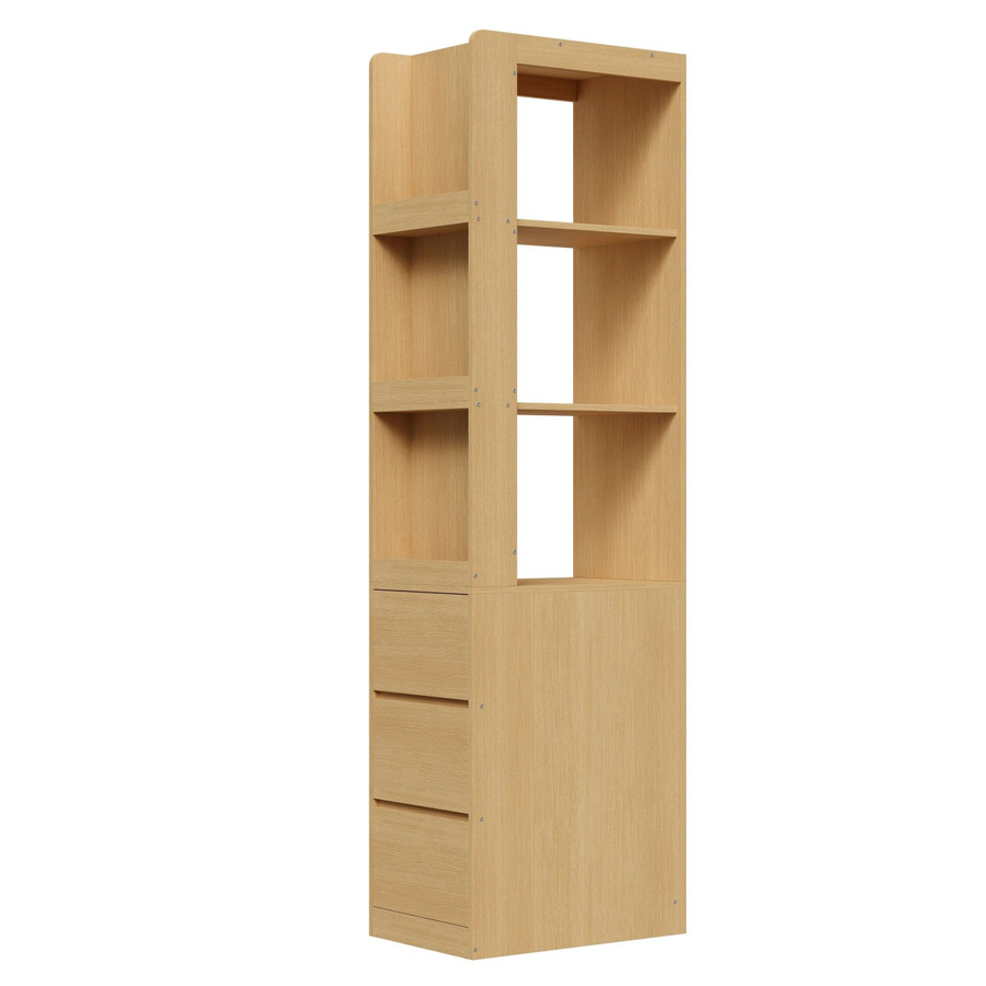 okwish Bücherregal mit Schubladen und offenen Fächern in Eiche Natur, H x B x T: 200 x 60 x 40 cm - Bild 2