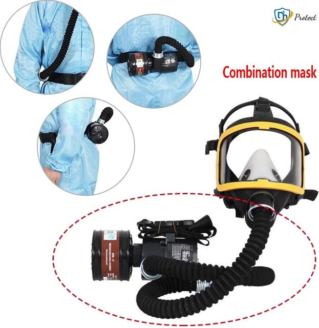 Dolphin Protect Elektrische Vollgesichtsmaske mit Pumpe für industriellen Atemschutz beim Lackieren in Schwarz - Bild 1