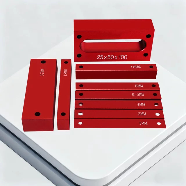 GDART 9-teiliges metrisches Setup-Blöcke-Höhenmessgerät-Set aus Aluminium in Rot für die Holzbearbeitung - Bild 1