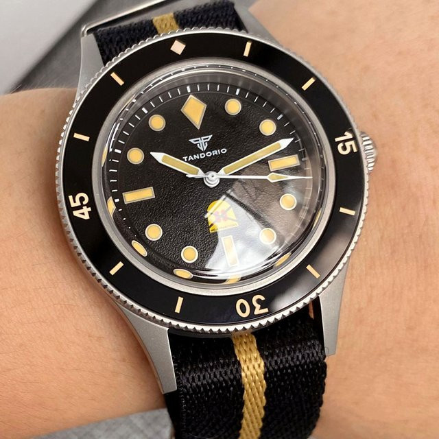 Tandorio Automatikuhr, Edelstahl, Schwarz, Silber, Textil/NATO, Herren - Bild 1