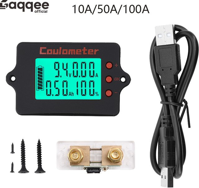 Gaqqee PZEM-037 Spannungs- und Strommesser mit Batteriestanddetektor für Wohnmobile, DC 8–120 V, Coulombmeter (10 A / 50 A / 100 A) - Bild 1