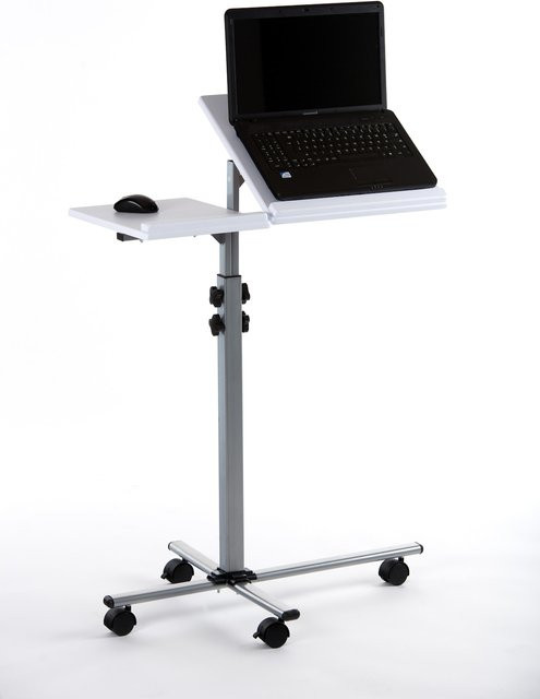 Vaja Möbel Laptop-Tisch in Weiß mit höhenverstellbarer und neigbarer Platte und Rollen - Bild 1