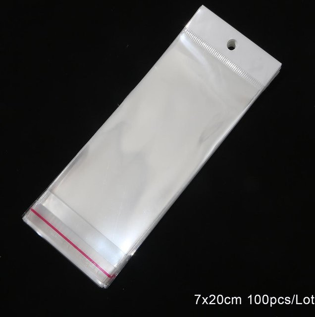100 Stück transparente selbstklebende OPP-Aufbewahrungstaschen aus Kunststoff mit Aufhängeloch von Home Craftdiy, B: 17,7 cm, H: 20 cm - Bild 1