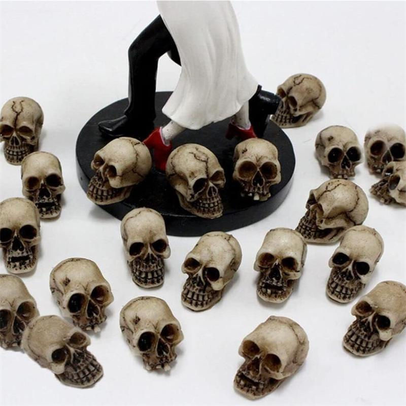Chenxiaogang Mini-Schädel aus Kunstharz in Beige als Halloween-Dekoration für Haus und Garten - Bild 3