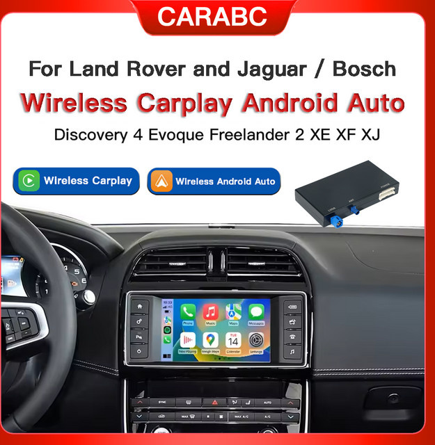 CARABC Drahtloses CarPlay und Android Auto Modul mit Mirroring Decoder und AirPlay in Schwarz für Land Rover, Jaguar Discovery 4, Evoque, Freelander 2, XE, XF und XJL - Bild 1