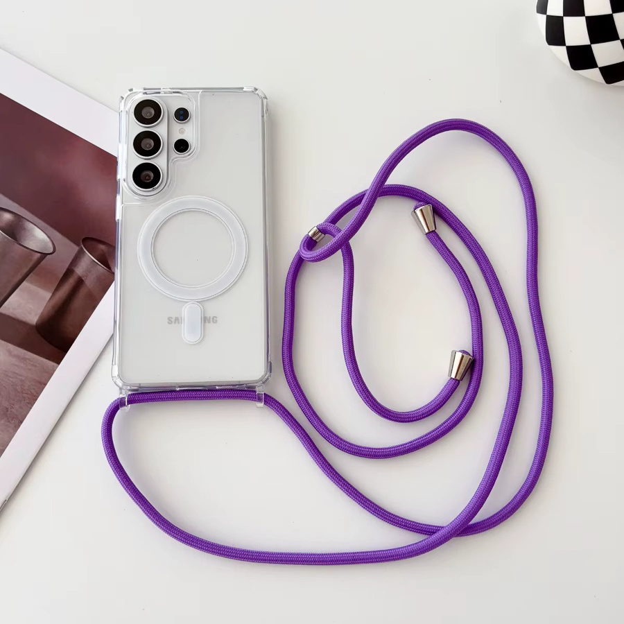 MagSafe Magnetischer Umhängegurt und transparente Stoßfeste Handyhülle für Samsung Galaxy S26 S25 Ultra S24 S23 Plus in Transparent und Blau - Bild 2