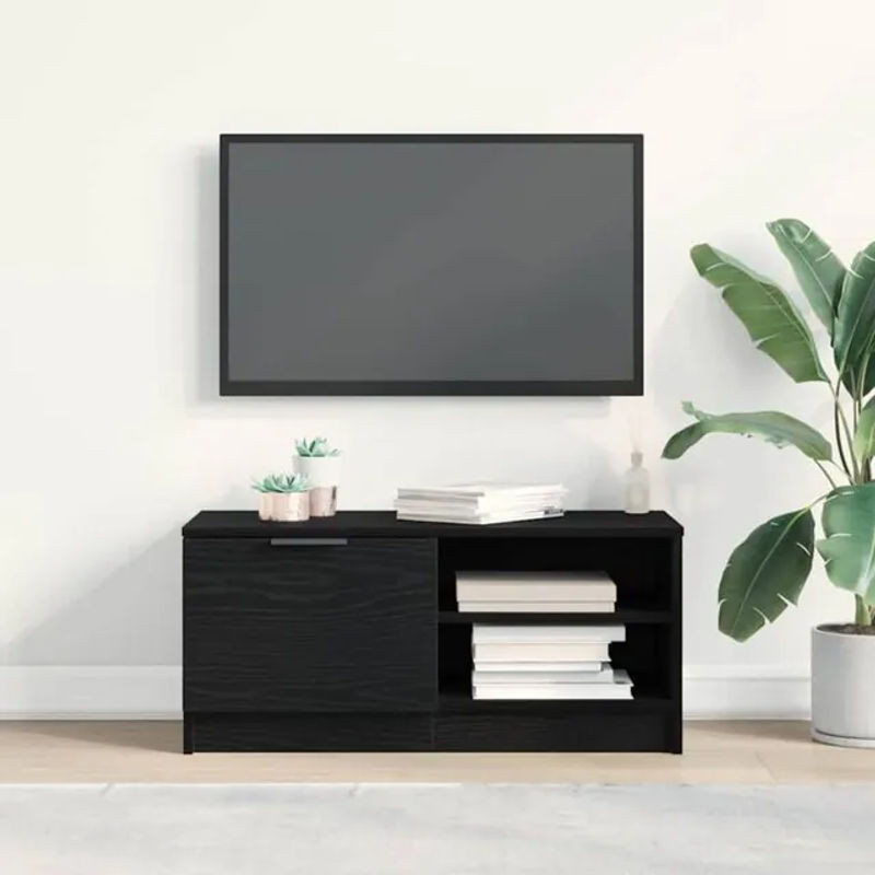 Vidaxl TV-Schrank Schwarz Modern Minimalistisch aus Holzwerkstoff B/T/H: 80 x 35 x 36,5 cm - Bild 1
