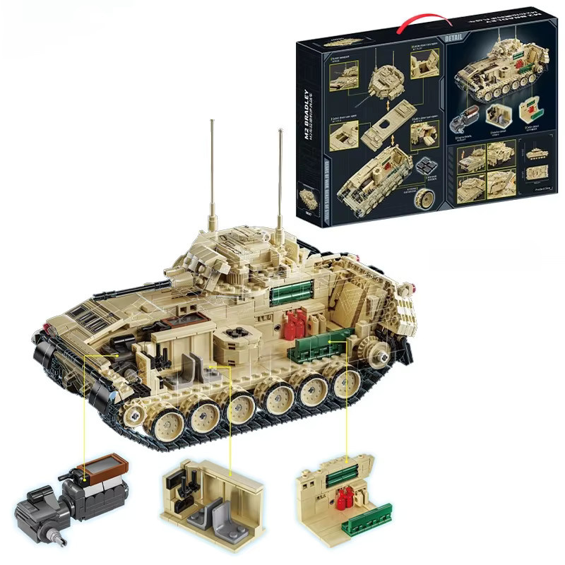 12GO 96007 M2 Bradley Gepanzertes Fahrzeugmodell Bausteinset in Grau mit 1862 Teilen - Bild 4