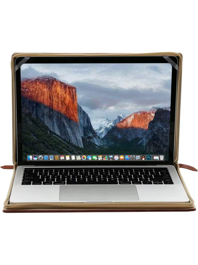 MOSISO Laptop-Hülle aus PU-Leder im Vintage-Portfolio-Stil für MacBook Air 13 Zoll, MacBook Pro 14 Zoll und MacBook Pro 16 Zoll, Farbe: Braun - Bild 6