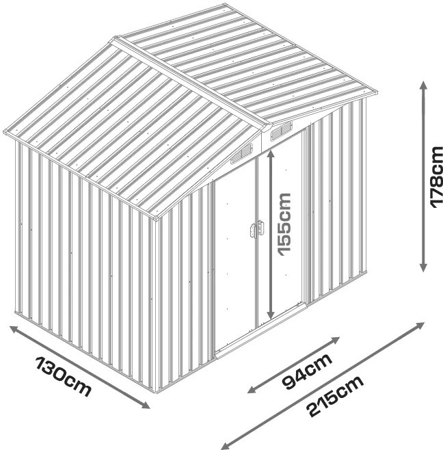 PARKSIDE Gartengerätehaus M aus Stahl in Anthrazit mit Satteldach und Schiebetür, B: 178 cm, H: 130 cm, T: 130 cm - Bild 4