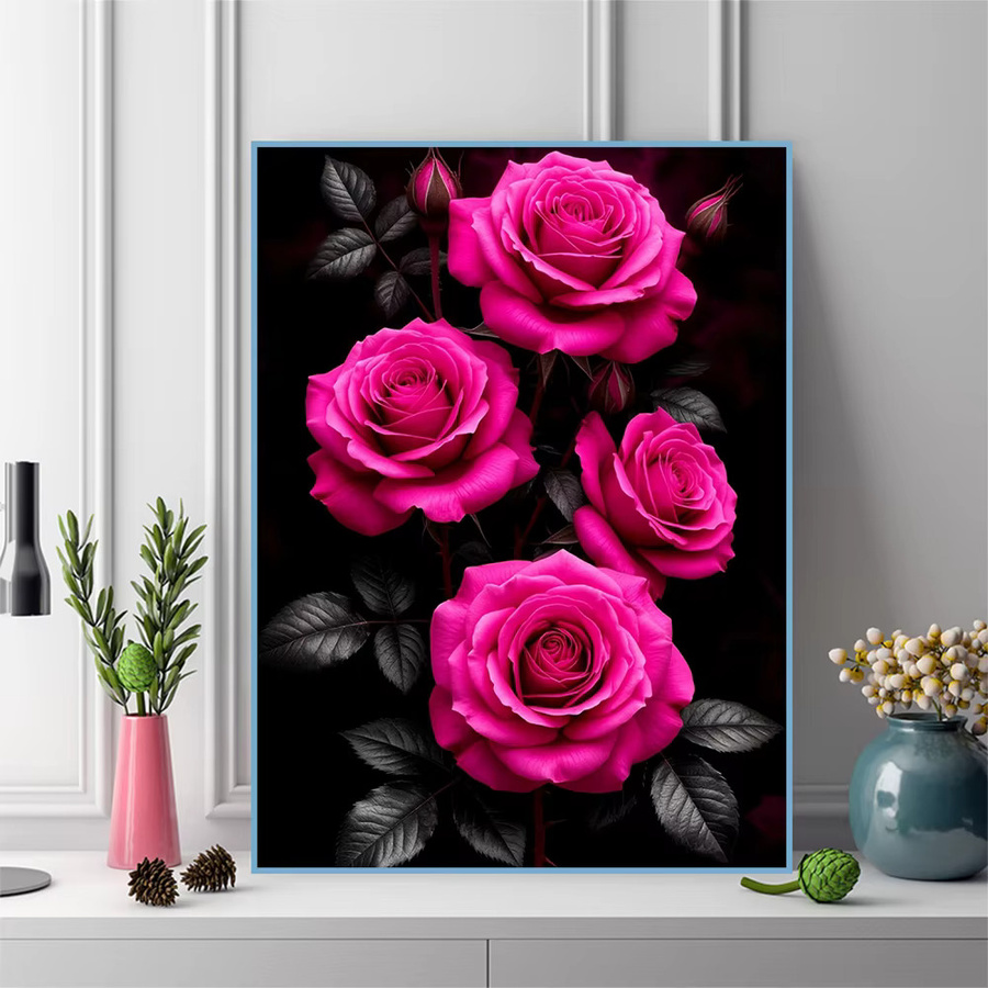 EverShine Diamantstickerei Rose Bild mit Strass als Mosaik Set, Blumen Motiv, Vollbohrer, Quadratisch, B/H: 30 x 30 cm - Bild 3