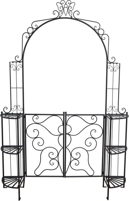 DELUKE Gartentor TOKIO mit Rosenbogen aus Stahl in Schwarz, B/T/H: 230 x 28 x 156 cm - Bild 1