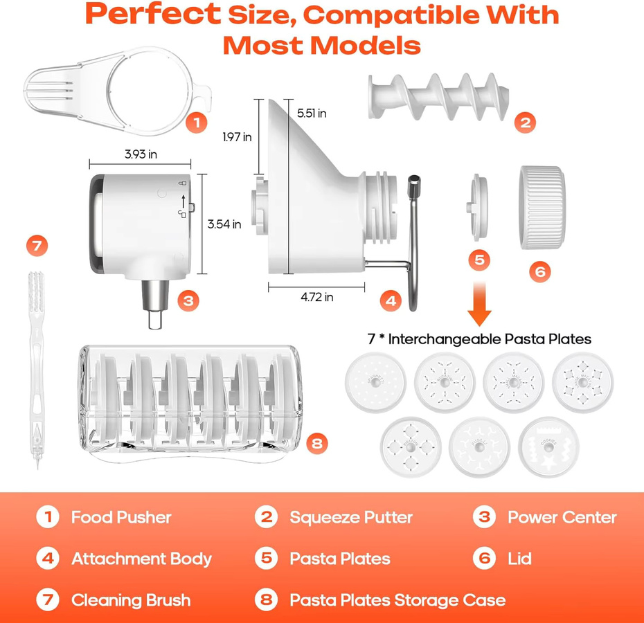 KitchenAid Gourmet Nudelpresse-Aufsatz in Weiß mit 7 austauschbaren Nudeln für Standmixer - Bild 2