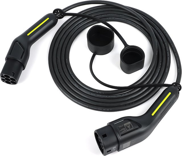 ANDAIIC Ladekabel Typ 2 und Typ 1 für Straßenladestationen und Wallboxen, 5 Meter, Schwarz, Wasserdicht, 3,5kW-22kW, Modus 3, 1-phasig oder 3-phasig - Bild 1