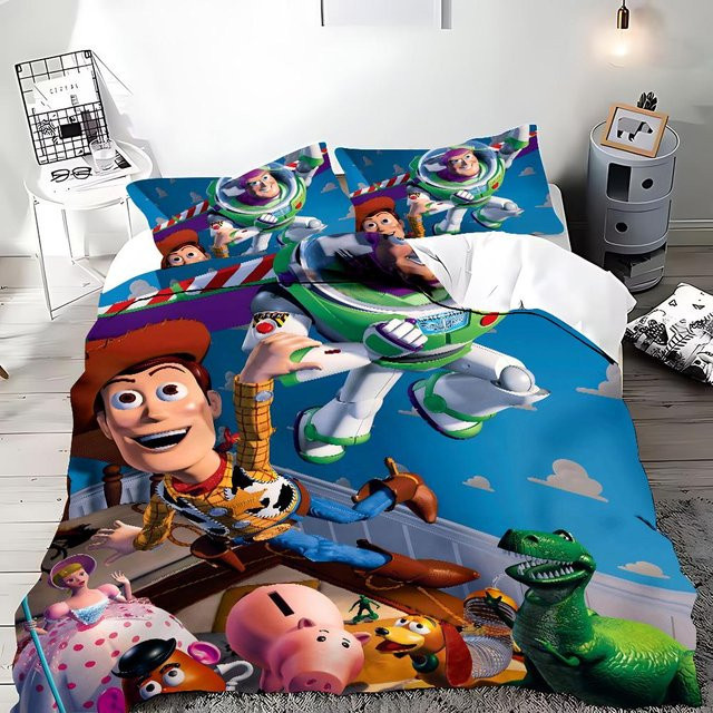 Gu Tao Toy Story Bettwäsche-Set mit Buzz Lightyear Motiv, 3-teilig, Mehrfarbig, B/H: 140 x 210 cm - Bild 1
