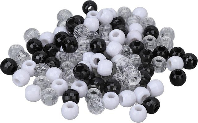 Shoemst Haarperlen Kunststoff, Transparent, 100 Stück, Grau - Bild 1
