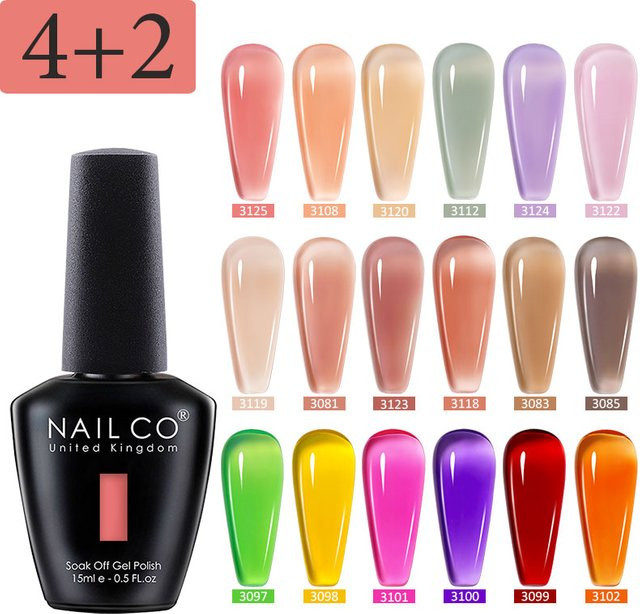 Nailco Nagellack Set, 6 Stück, Nude rosa, Glänzend - Bild 1