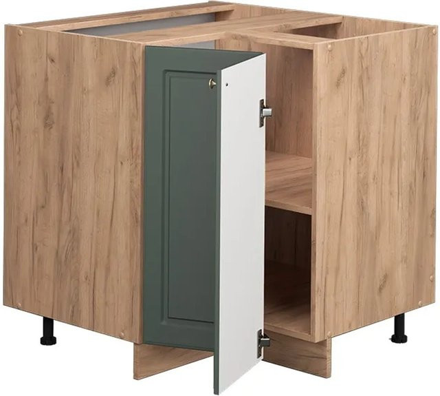 Vicco Eckunterschrank Fame-Line Landhausstil in Grün-Gold mit Eiche-Optik und Marmor-Effekt, B/T/H: 80,5 x 60,0 x 82,0 cm - Bild 1