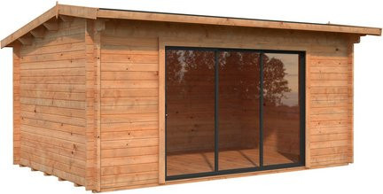 Palmako Gartenhaus Ines Slide aus Fichtenholz in Braun mit Glasschiebetüren und Satteldach, B/T/H: 480 x 300 x 250 cm - Bild 3
