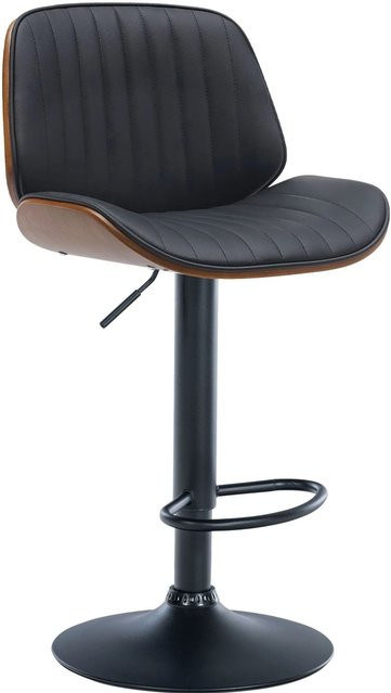 DELUKE Barhocker TAKAR höhenverstellbar mit Lehne, Kunstleder Walnuss/schwarz, B/T/H: 49,5 x 50 x 90 cm - Bild 1