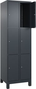 C+P Schließfachschrank Classic PLUS mit 2 Abteilen und Füßen, Farbe Anthrazitgrau, H x B x T: 195 x 60 x 50 cm - Bild 1