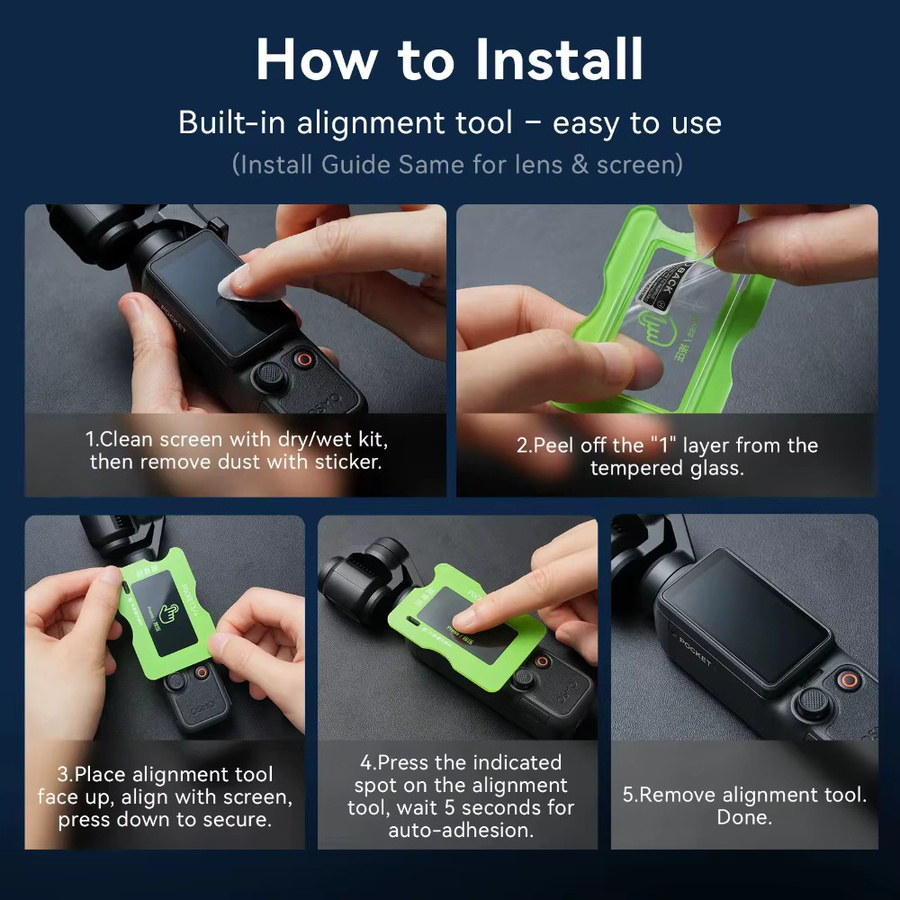 aMagisn AR Ultra-Clear Premium Panzerglas für DJI Osmo Pocket 4 und DJI Osmo Pocket 3, Transparenter Bildschirm- und Objektivschutz mit Blendschutz - Bild 2