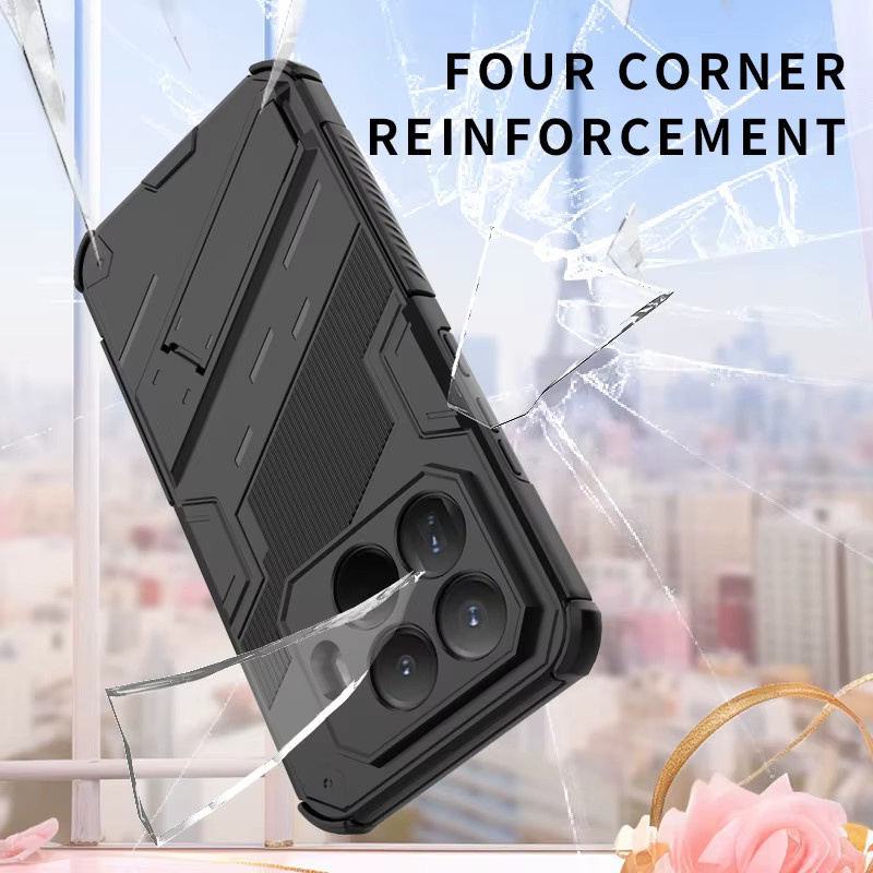 Xiaomi 15T Pro 15T Schutzhülle im Punk-Stil mit Ständer-Halterung und Rüstung-Schutz, Schwarz - Bild 4