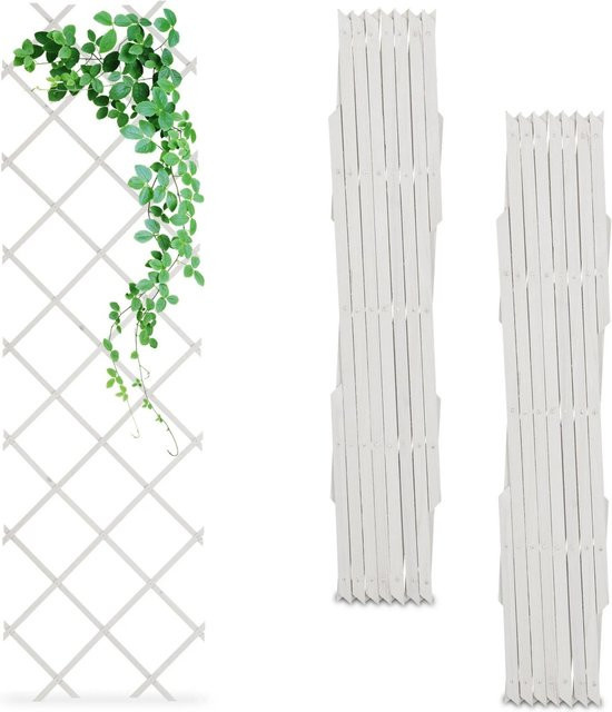 Relaxdays Rankgitter 3er Set aus Tannenholz in Weiß, ausziehbar, Höhe: 180 cm, Breite: 60 cm, Tiefe: 1 cm - Bild 1