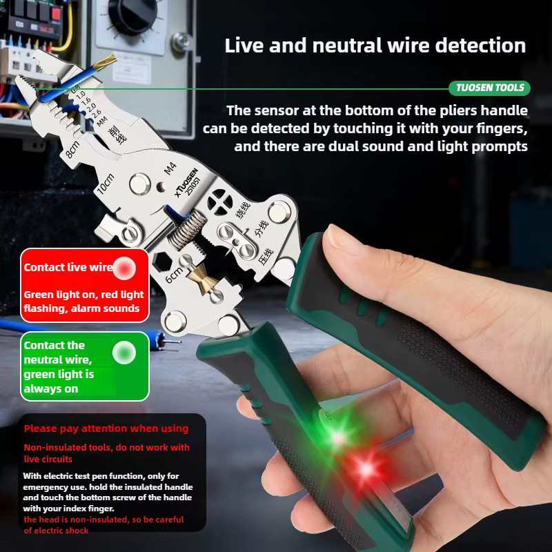 Multifunktionale Abisolierzange von Baolian in Multicolour für Elektriker mit Wickel-, Schnitt- und Messfunktion - Bild 3