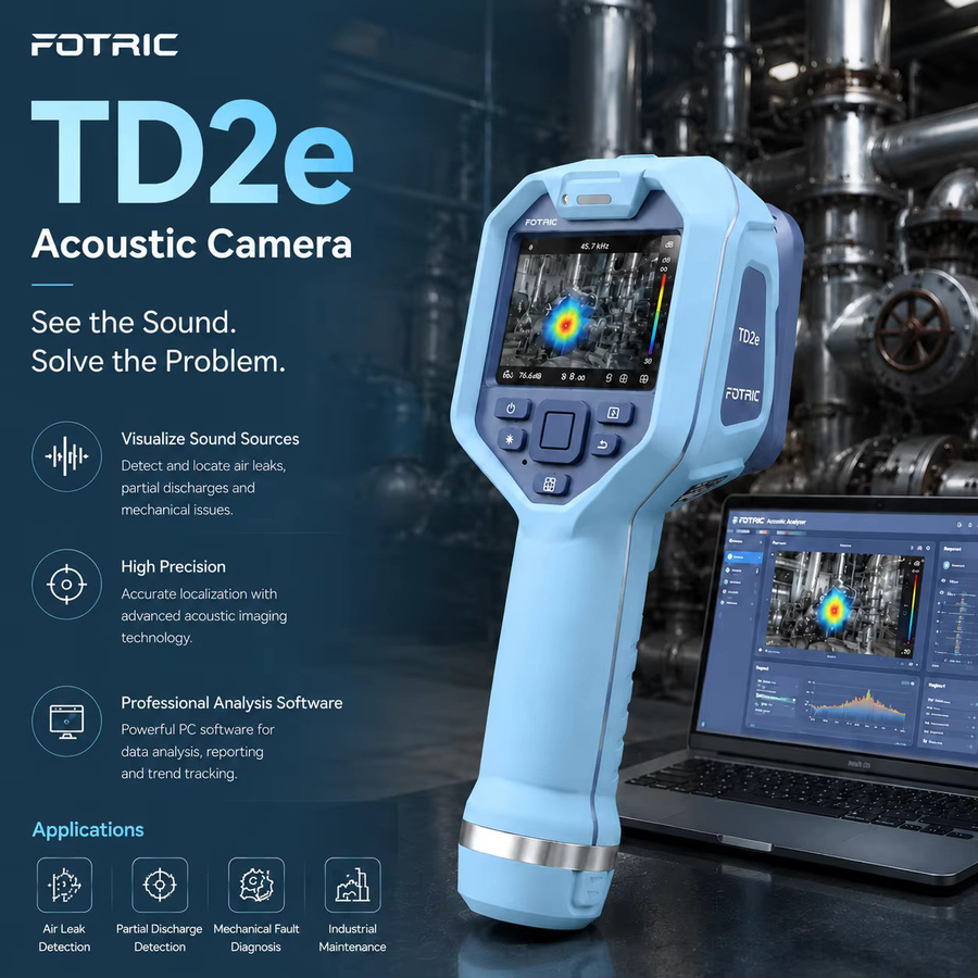 FOTRIC TD2e Akustikkamera Ultraschallkamera mit 64 MEMS Mikrofonen zur Lecksuche von Druckluft, Gas und Vakuum in der industriellen Instandhaltung, Farbe: Blau - Bild 6