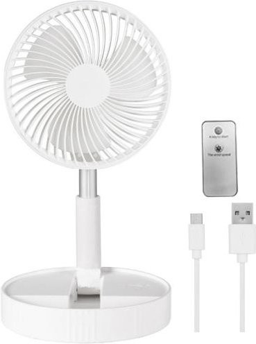 Live City Fashion Home Decor Kabelloser Klappventilator mit Fernbedienung und Timer, Weiß, Wiederaufladbar - Bild 1