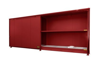 Isolierter Regalcontainer BAUER CEH 81-2 aus Stahl mit Schiebetor in Rot, B/T/H: 840 x 155 x 319 cm - Bild 2