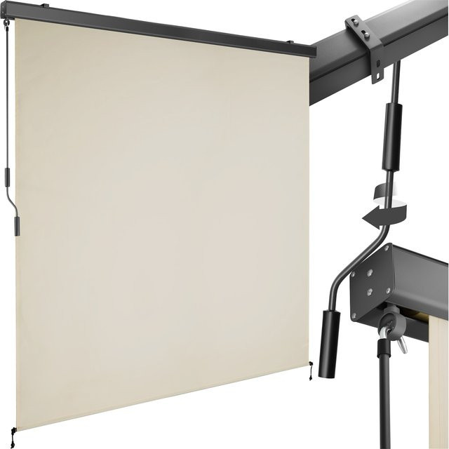 tectake Senkrechtmarkise Eloise Beige, Handkurbelmechanismus, B/H: 180 x 250 cm - Bild 1