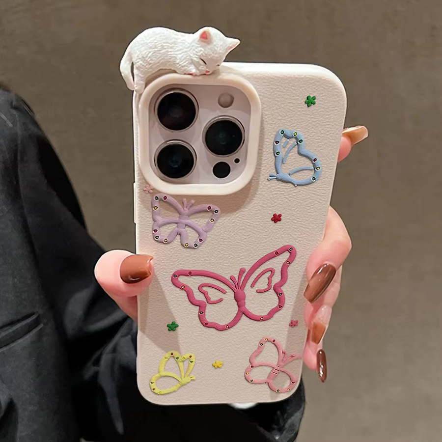 Bunte Silikonhülle mit Schmetterlings-Design für dein iPhone, stoßfest und weich, mehrfarbig - Bild 1