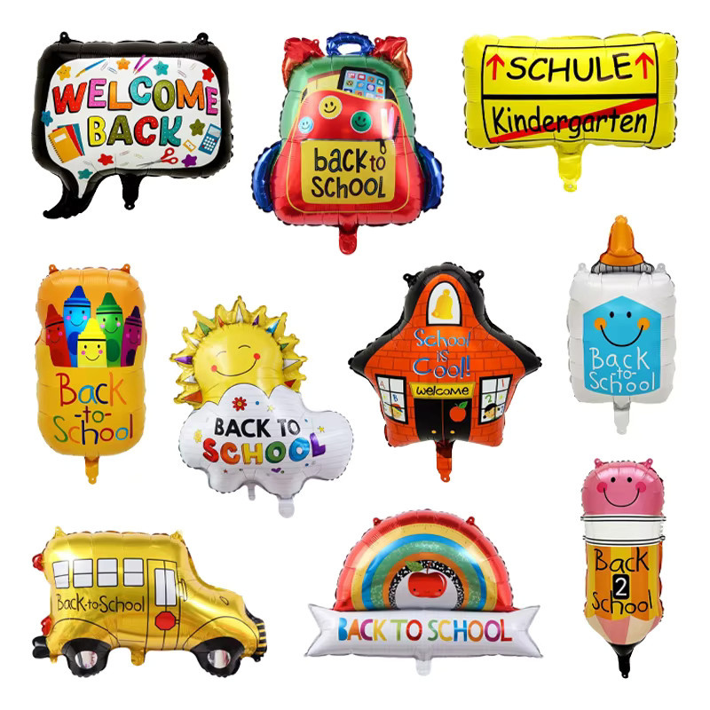 Bunte Aluminiumfolien-Ballons mit Schulmotiven für deine Schulanfang-Themenparty - Bild 4