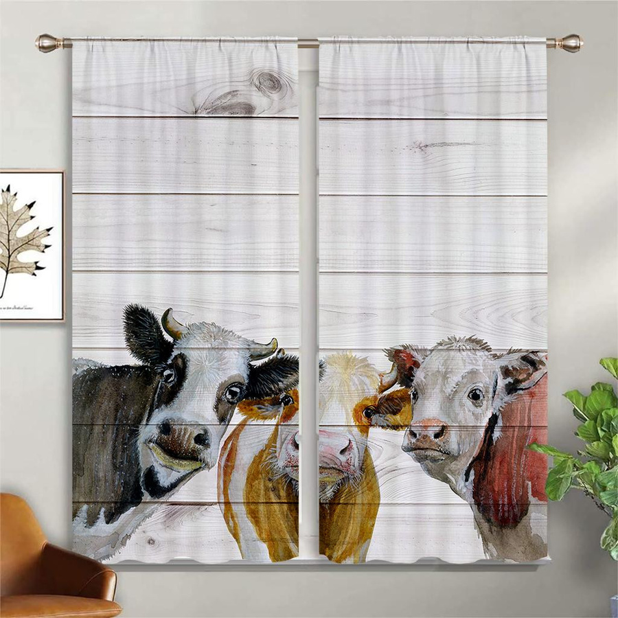 Yiran Furniture 3D Vintage Vorhänge mit Tier- und Blumenmuster, 2er-Set, Mehrfarbig, B: 50 cm, H: 130 cm - Bild 1