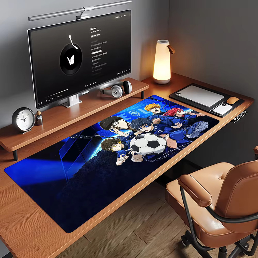 Anime B-Blue L-Lock Mauspad in Blau, rutschfeste Gamer-Schreibtischunterlage aus Gummi für Laptop und Büro - Bild 2