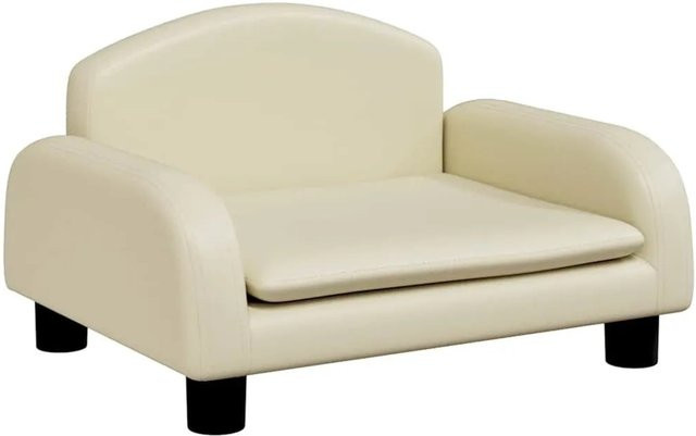 vidaXL Hundebett Sofa aus Kunstleder in Creme B/T/H: 50 x 40 x 30 cm - Bild 1