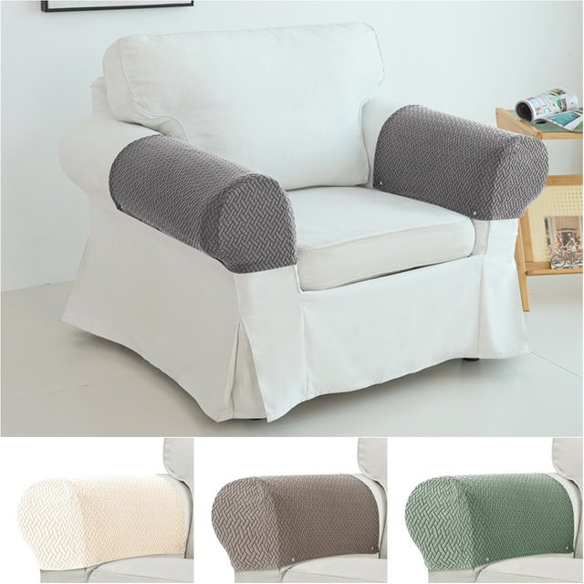 WANERQU 2er-Set elastische Sofa-Armlehnen-Schonbezüge in Schwarz und Grau, waschbare und staubdichte Sessel-Abdeckungen im modernen Design - Bild 1