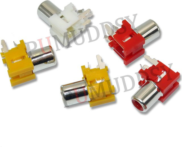PUMUDDSY RCA Audio Buchsen Set 10 Stück, 1 Loch Weibliche Jack AV Eingang, Farben: Rot, Gelb, Weiß - Bild 1